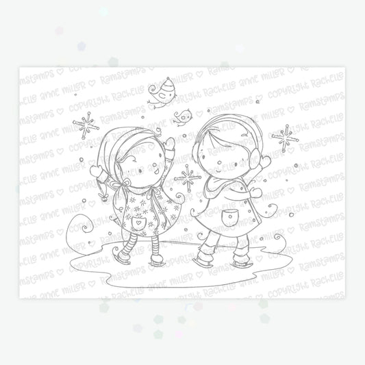 'Ice Skating' Christmas Digital Stamp