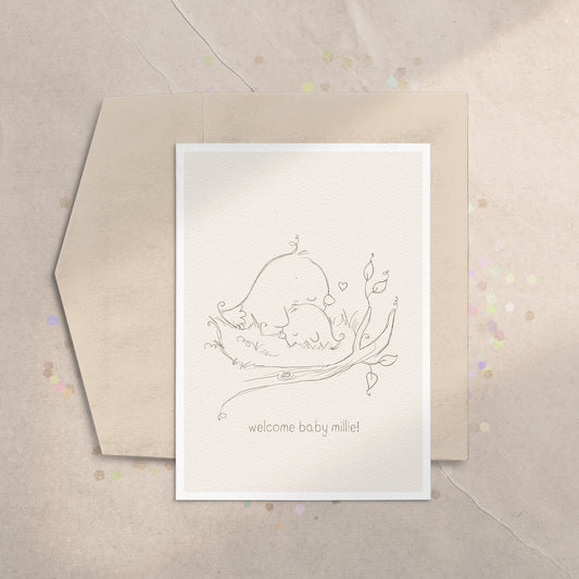 Baby Bird Sketch 5x7 Greeting Card