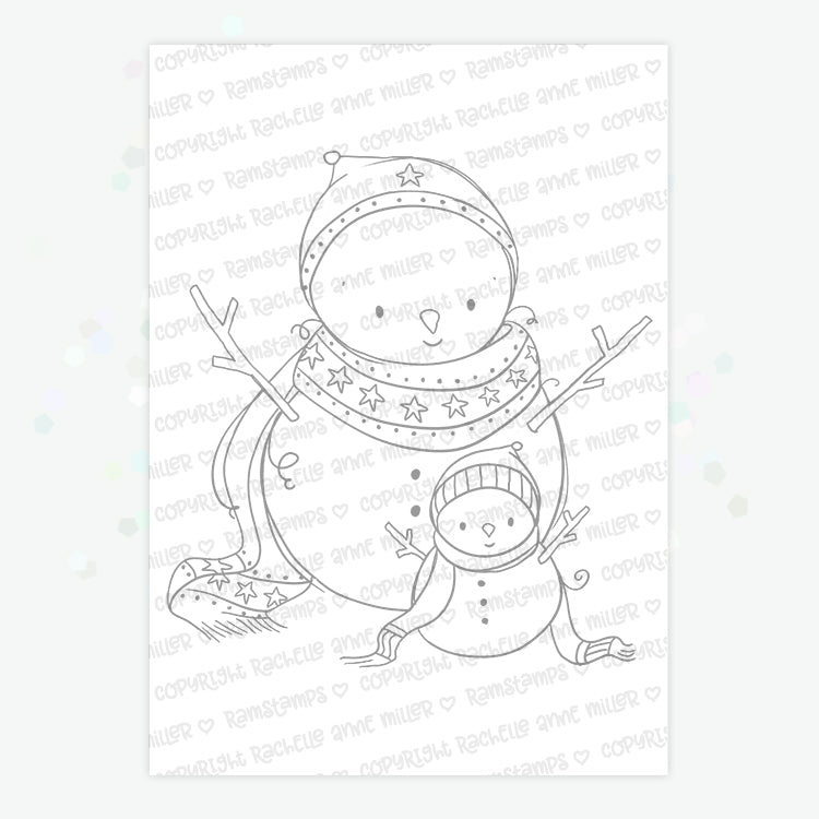 'Snowman Family' Christmas Digital Stamp