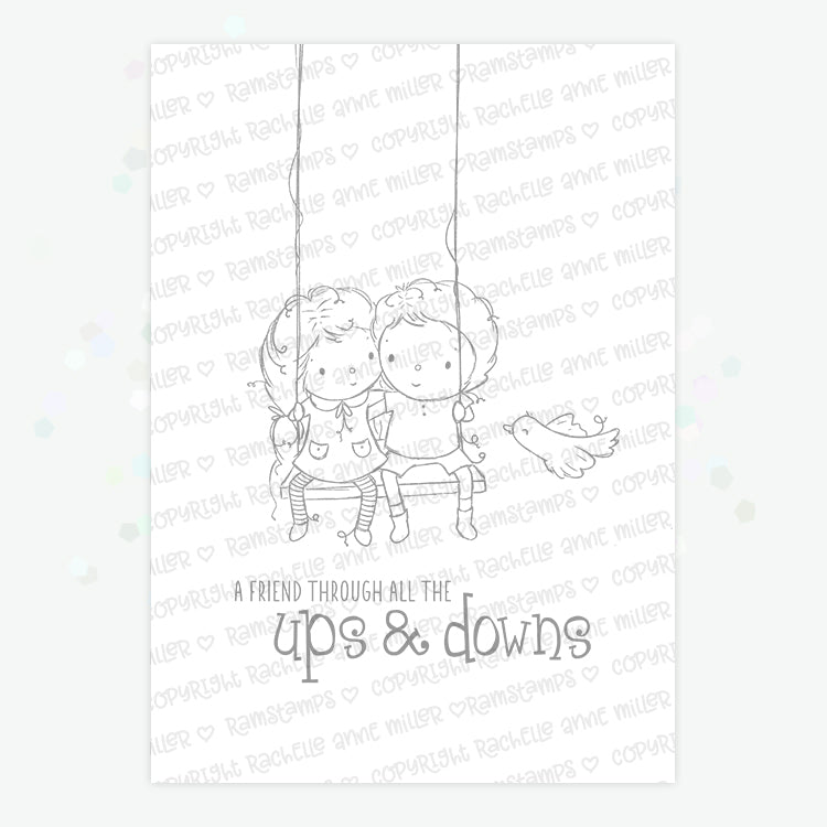 'Swinging Friends' Digital Stamp