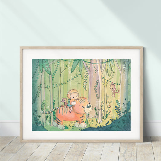 'Jungle Tiger' Children's Wall Art Print