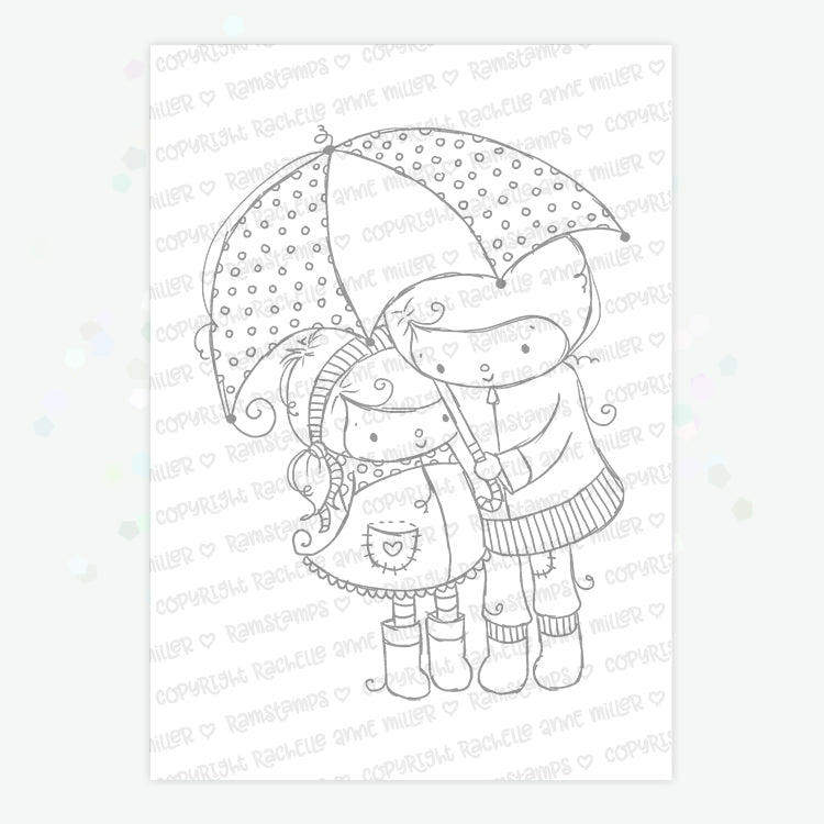 'Rainy Day Friends' Digital Stamp