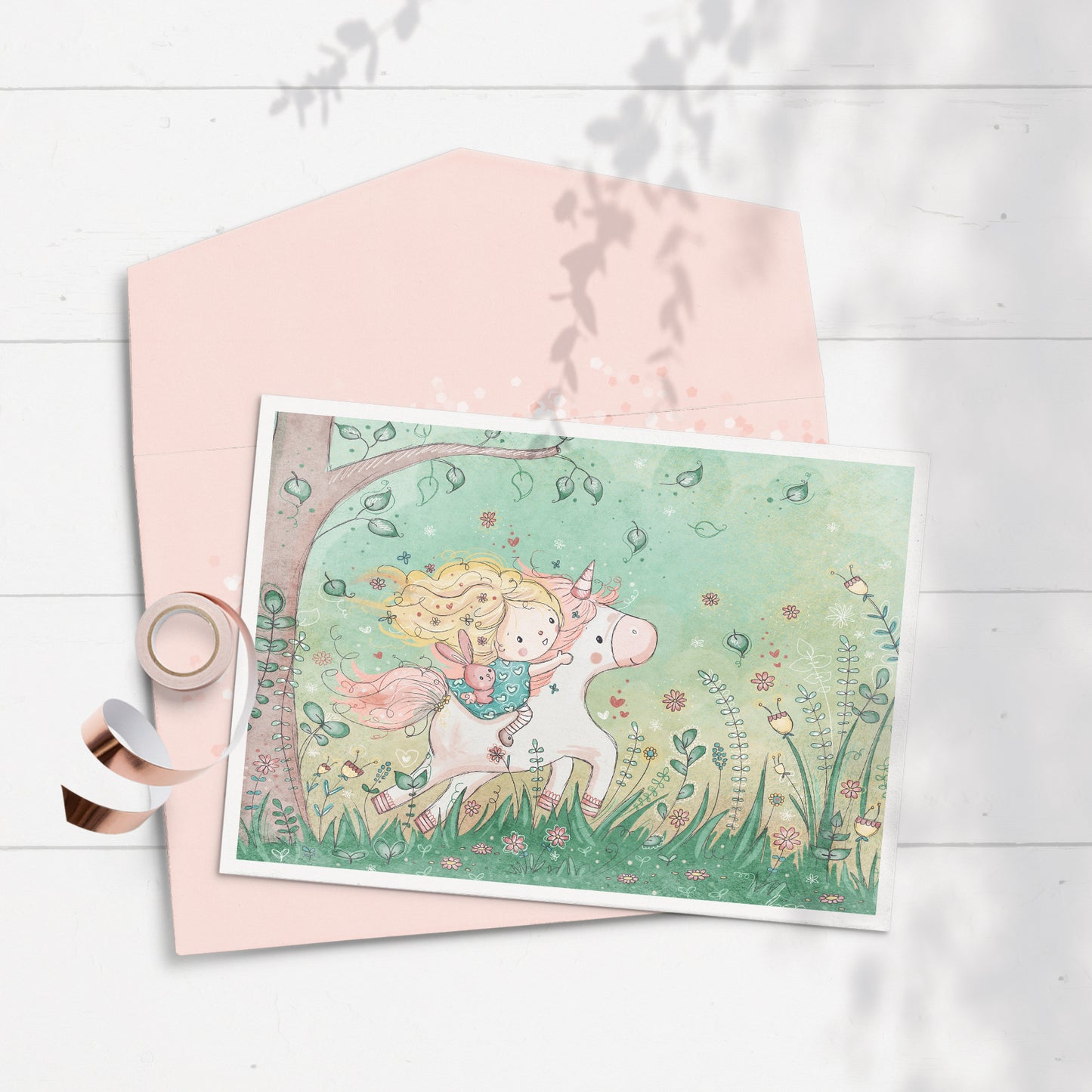 Unicorn Garden 5x7 Greeting Card