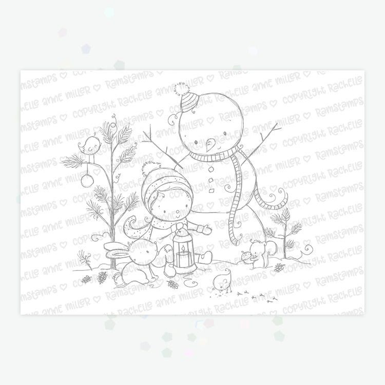 'Woodland Snowman' Digital Stamp